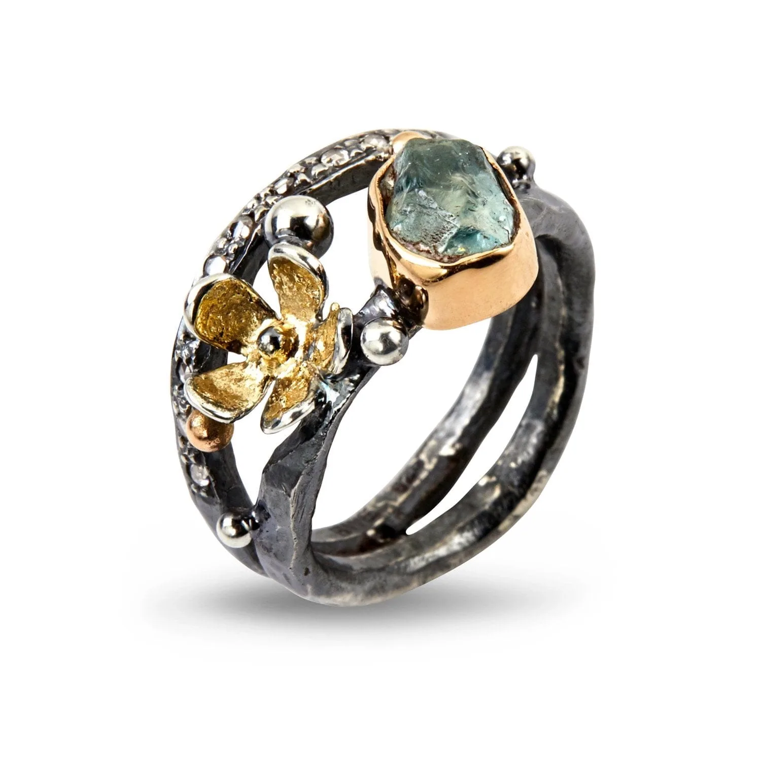ring dubeca aqua flower