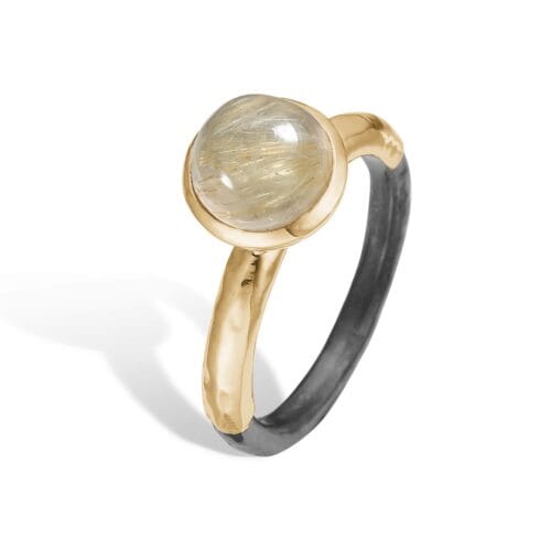 ring victoria rose rutile qtz cab8mm