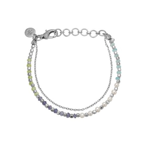 nanna sølv blue green mix pärla armband