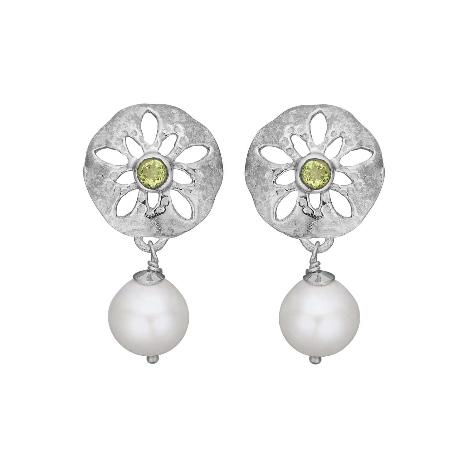 sand dollar peridot & pärla Örhängen