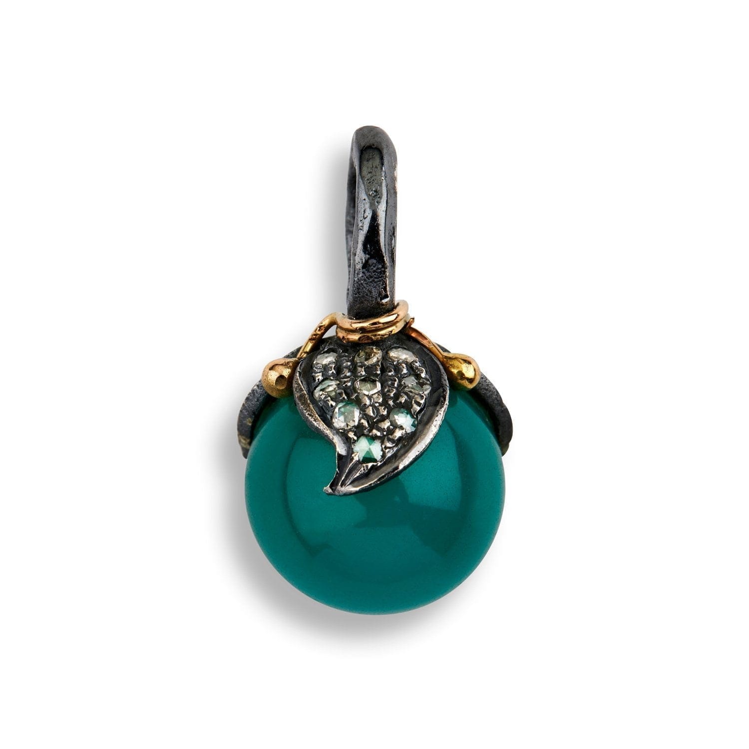 leaf drop pavé green onyx hängen