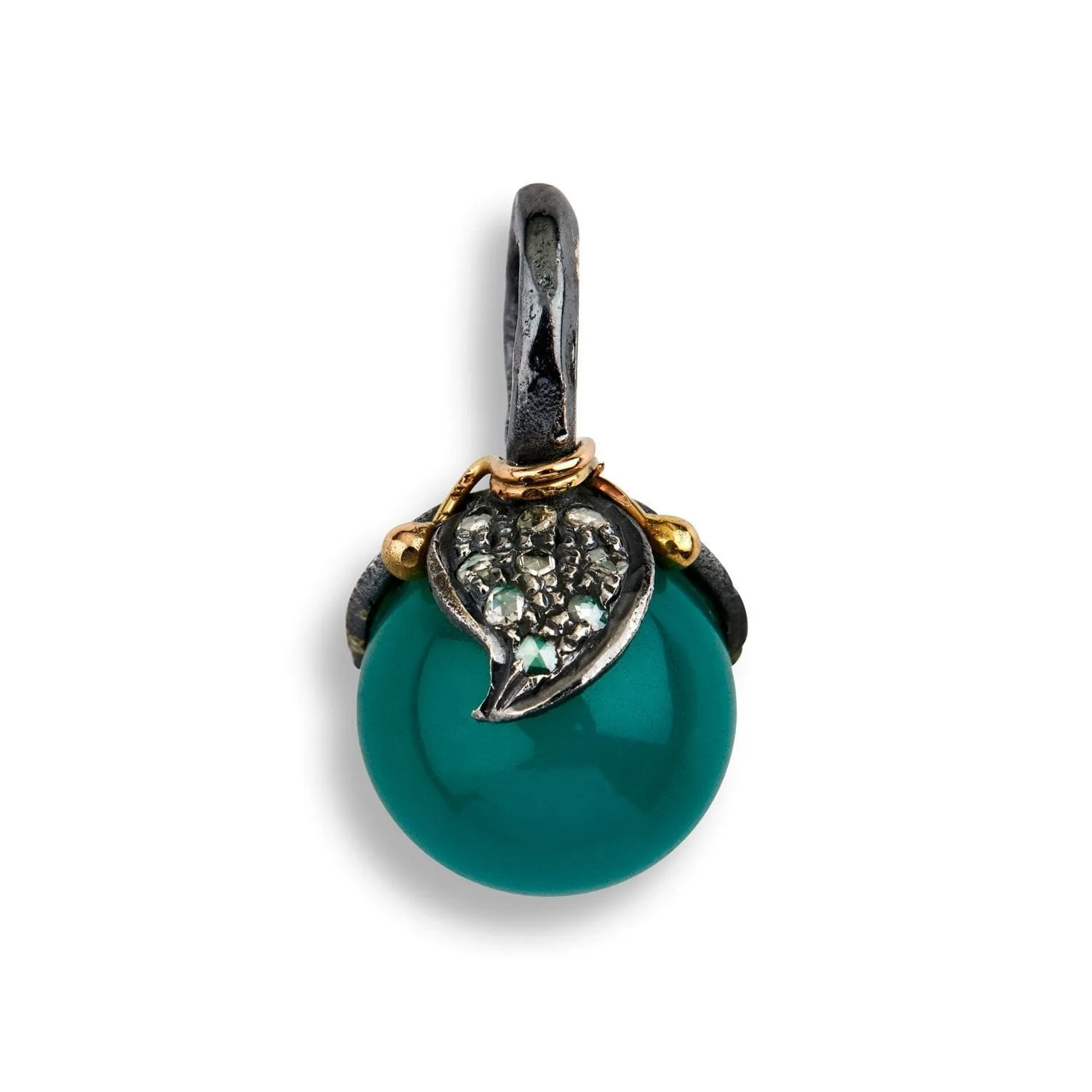 leaf drop pavé green onyx hängen