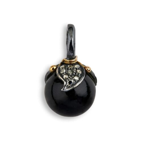 leaf drop pavé black onyx hängen