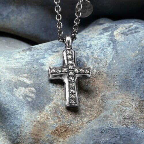 cross silver pavé hängen